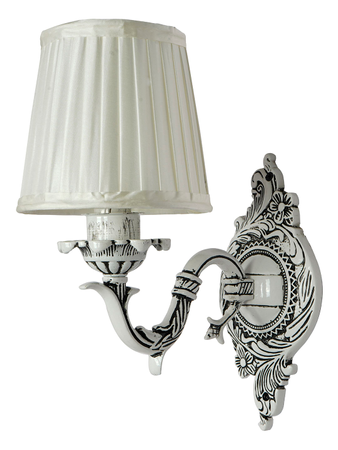 Traditional Single Swan Wall Sconce in Antique White with Pleated Fabric Shade