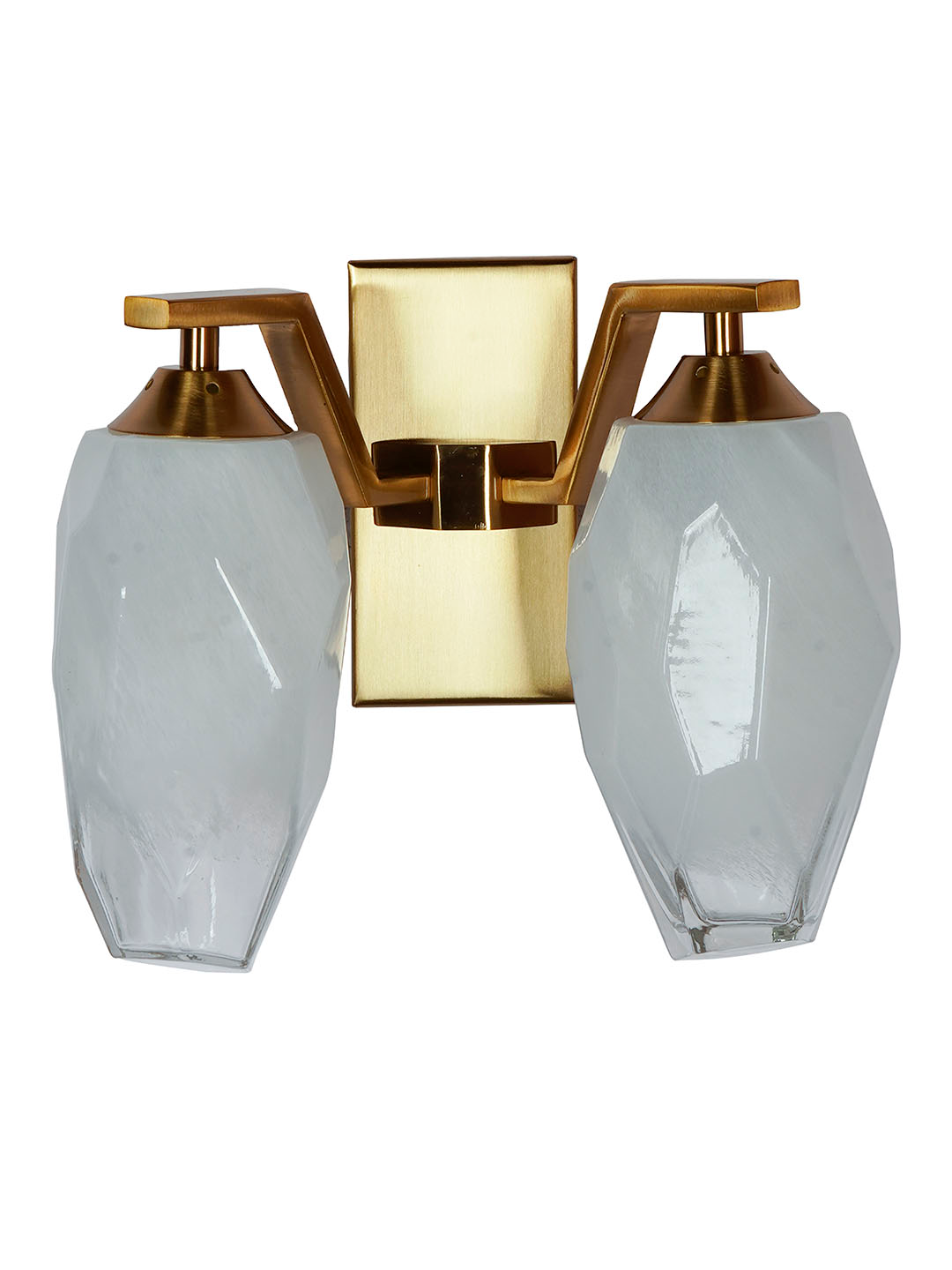 Modern Geometric Double Wall Sconce with Frosted Glass Shades