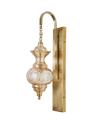 Sun-Kissed Diamonds Dance: Hand-Cut Golden Luster Glass Wall Light - Moroccan Magic