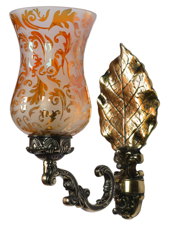 Stunning Betel Leaf Aluminium Single Light Wall Sconce with Golden Etched Glass