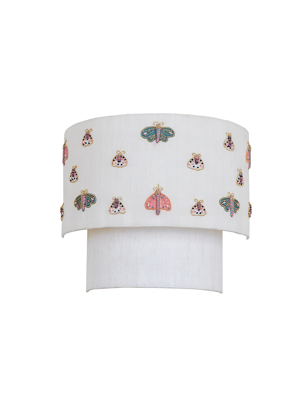 Hand-Embroidered Butterfly Wall Lamp with Multicolor Beads - Contemporary Charm for Kids & Nurseries