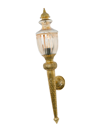 Classic Mashaal: Antique Brass Wall Sconce with Cut Glass Trophy Top