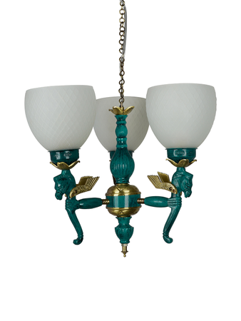 Pegasus Seahorse 3-Lights Frosted Diamond Glass Small Chandelier