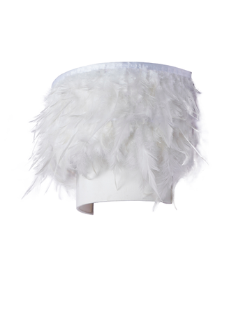 12-Inch White Feather Half Drum Wall Sconce with White Fabric Shade