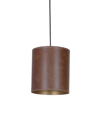 Contremporary Brown Cylindrical Leather Pendant Light