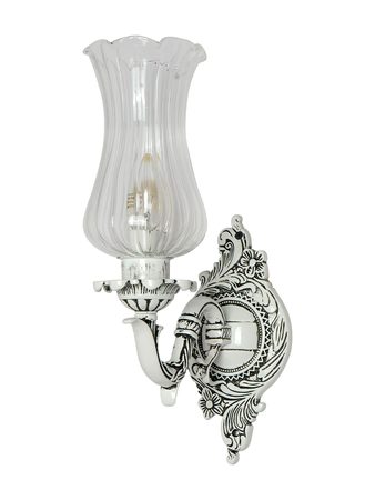 Traditional Swan Single Wall Lamp in Antique White with Fluted Glass Shade