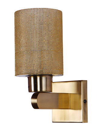 Contemporary 11 Inch Golden Beaded Cylindrical Glass Single-Light Steel Wall Lamp Light