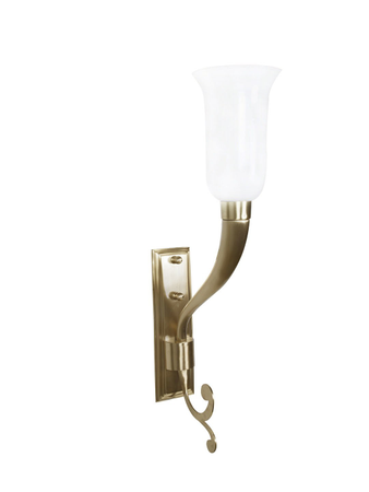 Fluted Horn Cast Aluminum  with White Shade Wall Sconce