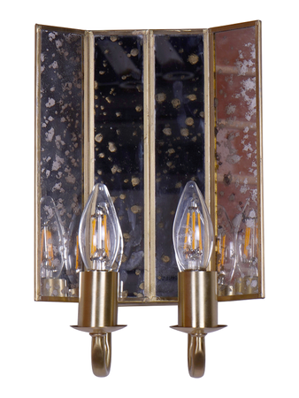 Modern Striped Distressed Mirror Double light Wall sconce