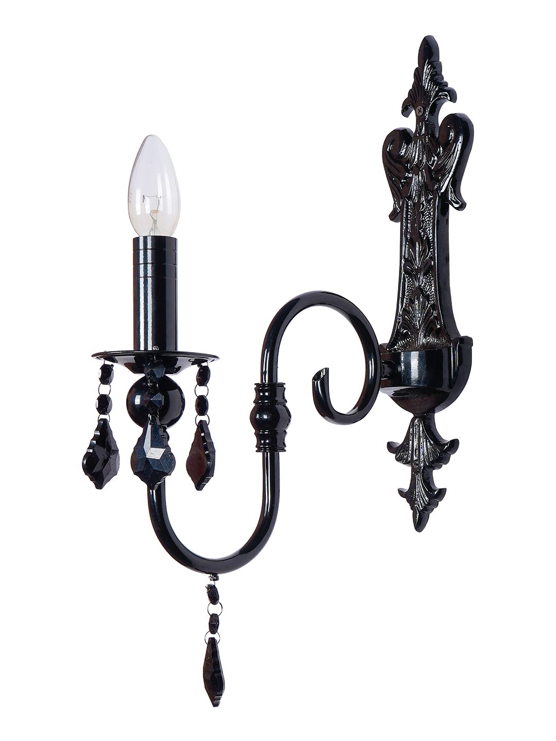 Black Candelabra Wall Sconce with Crystals