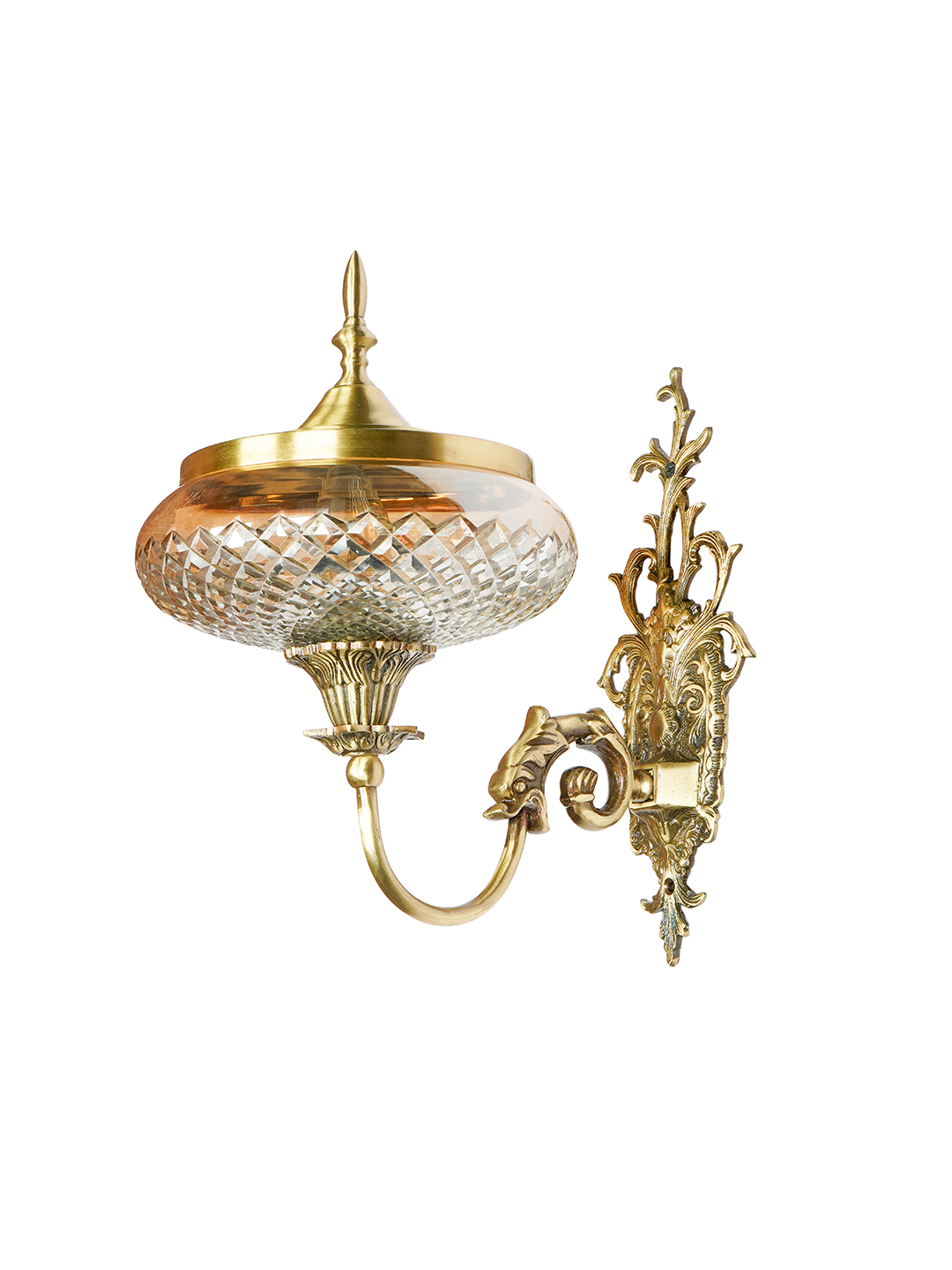 Regal Antique Brass Wall Sconce with Golden Luster Covered Glass Shade