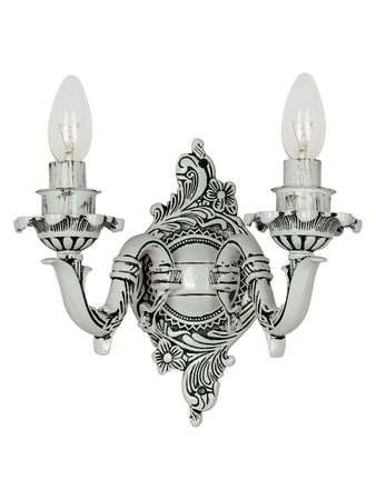 Traditional Swan Double Candle Wall Lamp in Antique White