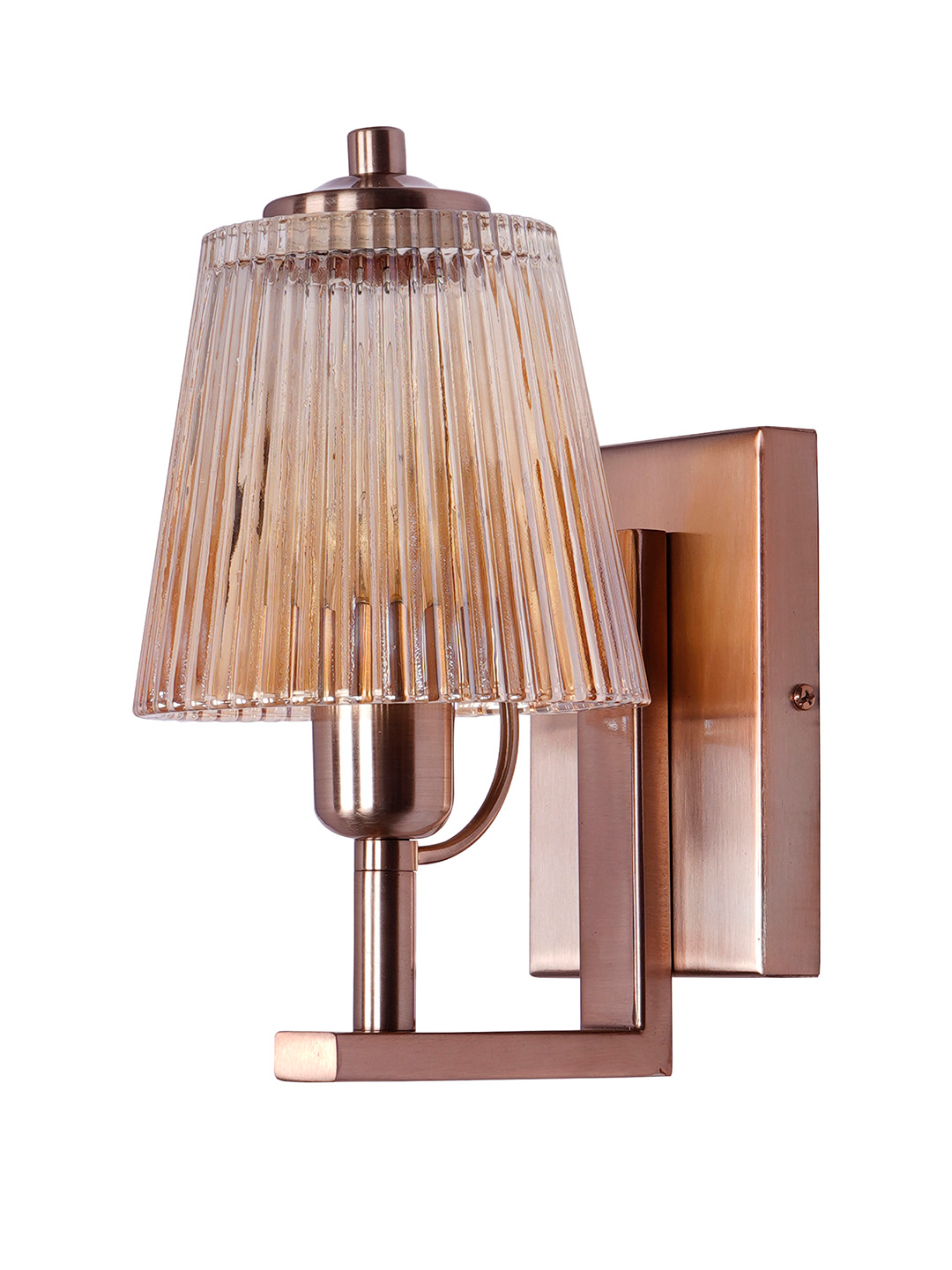 Modern Copper and Glass Ribbed Wall Sconce