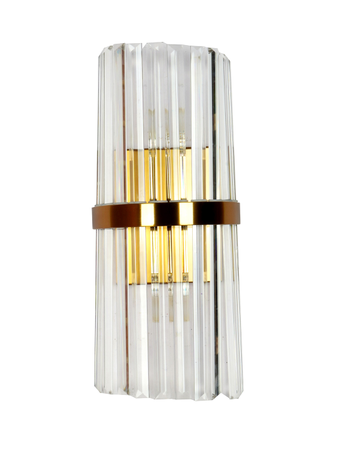Modern Transparent Prismatic 18 Inch Crystal & Steel Dual Wall Light