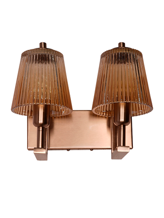 Modern Double Copper and Glass Ribbed Wall Sconce