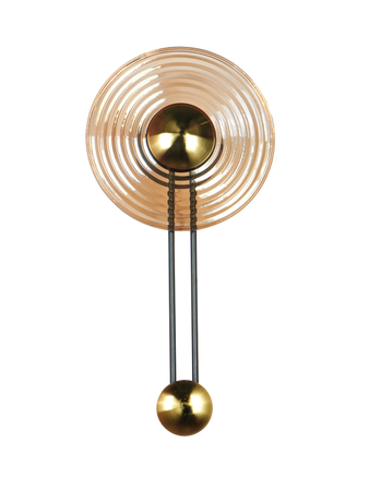 Modern Golden Pendulum-Style Steel And Round Amber Glass Decorative LED Wall Lamp