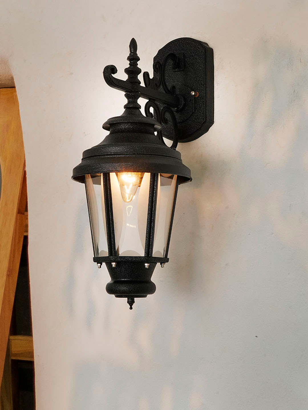 Crinkle Black Outdoor Wall Sconce