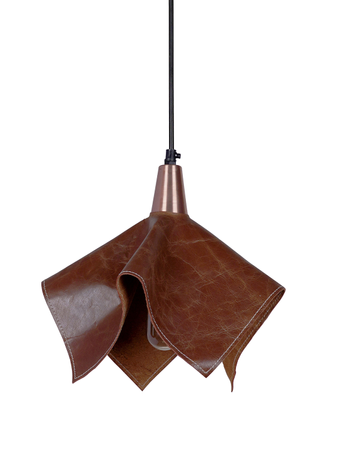 Contemporary Handkerchief-Style Brown Leather Pendant Light