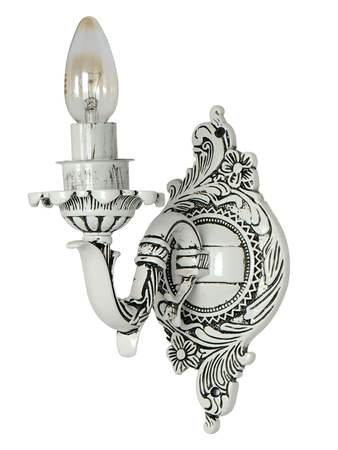 Traditional Swan Single Candle Wall Lamp in Antique White