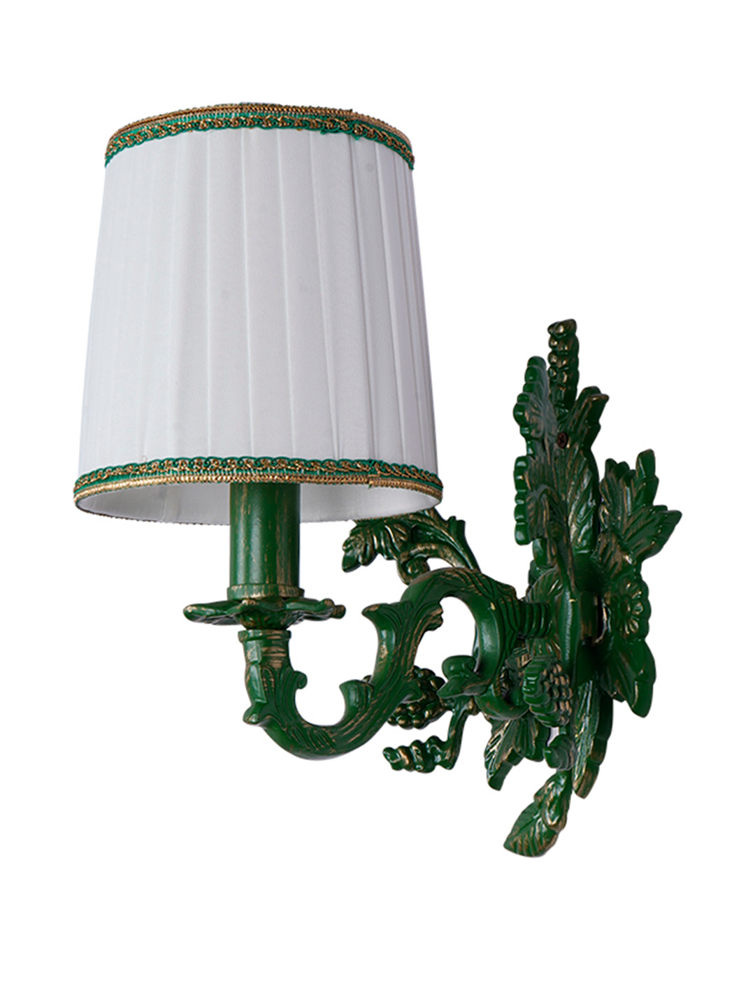 Green Grapevine Wall Sconce with Pleated Shade