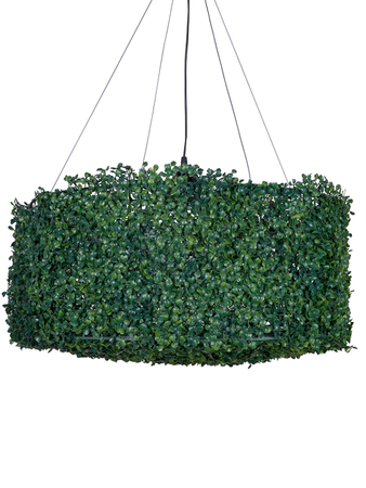 Contemporary 24 inch Drum-Shaped Faux Topiary Ceiling Hanging Light