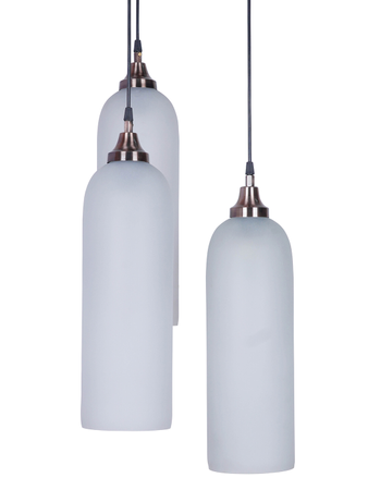 3-Drop Copper Pendant Light With Long Frosted Tube Glass Shades