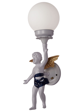 White Angel Cast Aluminium Single Light Wall Lamp With Frosted Glass Globe Shade