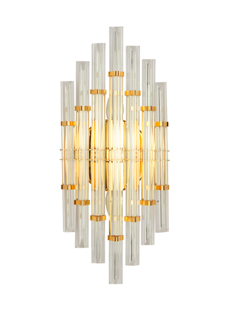 Gold Prismatic Long Glass Crystal Steel Wall Mount Light