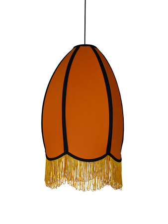 Asian Style Round Orange Fabric Pendant Hanging Light