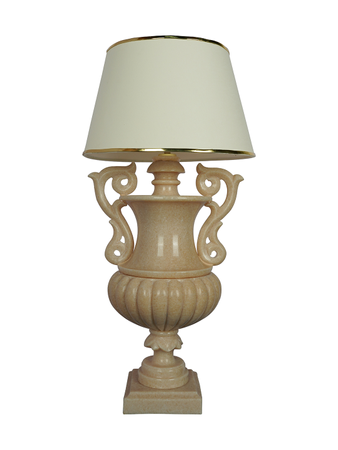 Monumental Urn Marble Transitional Table Lamp With 14inch Off White Tapered Fabric Shade