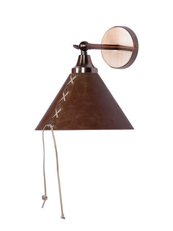 Conical Brown Leather Wall Light