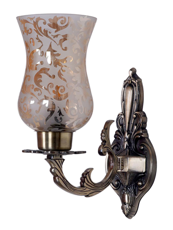 Traditional Meena Aluminium Single Light Wall Sconce with Golden Etched Glasses