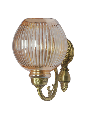 Antique Round Glass Single Light Brass Wall sconce