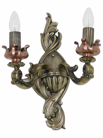 Vintage Hand-carved Gold Dual-Light Aluminium Candelabra Wall Lamp Light