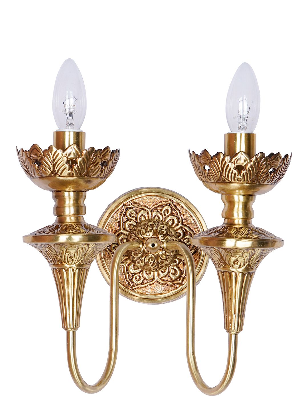 Royal Hand-Carved Brass Candelabra Wall Sconce