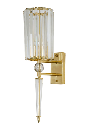 Regal Radiance: Brass Torchier Wall Sconce with Crystal Accents