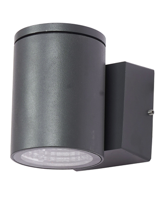 Cylindrical 5 Watts Single LED Light Grey Aluminium Outdoor Bulkhead Wall Light