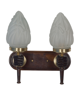 Medieval Wooden Hand Holding Torch Double Wall Sconce