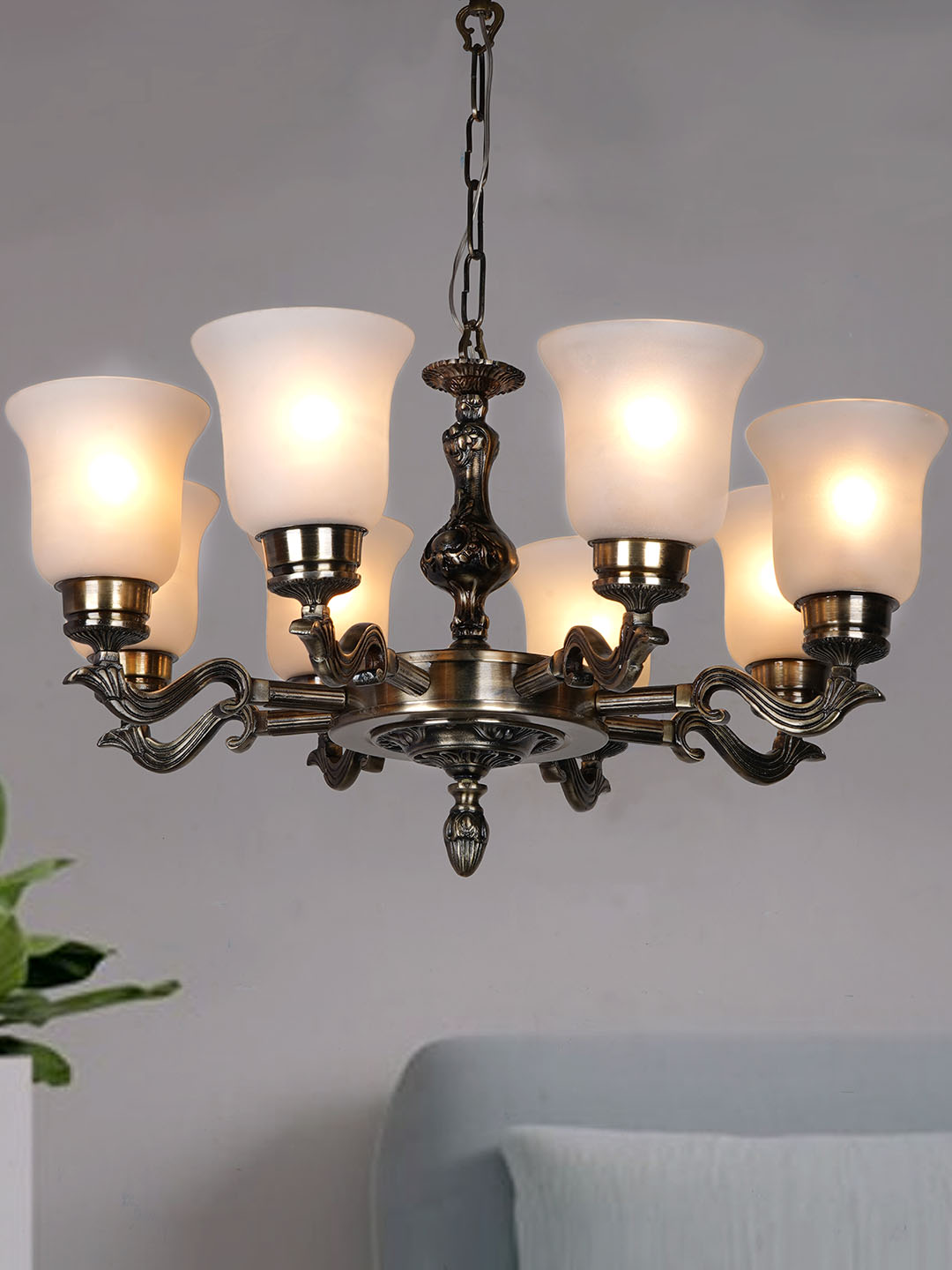 Traditional 26 Inch Wide Ornate 8-Light Aluminium Chandelier With ...