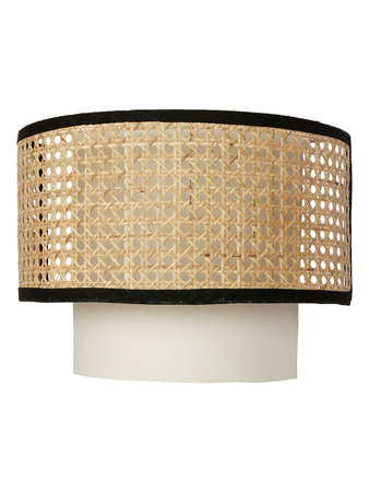 Concentric Cane & Fabric Half Drum Shade Contemporary Single Wall lamp