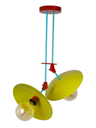 Multicolor  Angled-Arm Adjustable Steel Double Ceiling Lamp