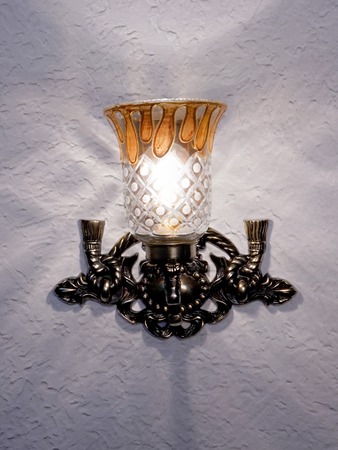 Vintage Rope & Tassel Aluminium Single Wall Sconce with Smoked Cut Glass in Oxidized Brass Finish