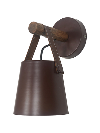 New York Style Round Bucket With Leather Belt Wall Sconce