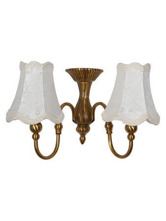 Victoria Dual Light or 2 Lamp Shade Brass Light with Classic Fabric Covering Antique Brass Finish Wall Light/Wall Hanging Lamp for Rooms Halls and Kitchen