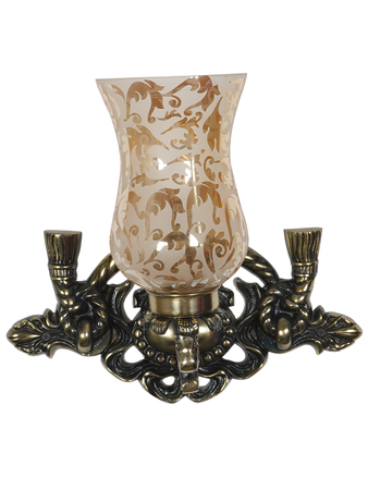 Vintage Rope & Tassel Aluminium Single Wall Sconce with Luster Etched Glasses in Oxidized Brass Finish