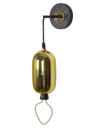 Capsule Shape Wall Hanging Light Wall Lamp in Gold Colour with Steel Body Wall Light for Living Room, Drawing Room & Halls