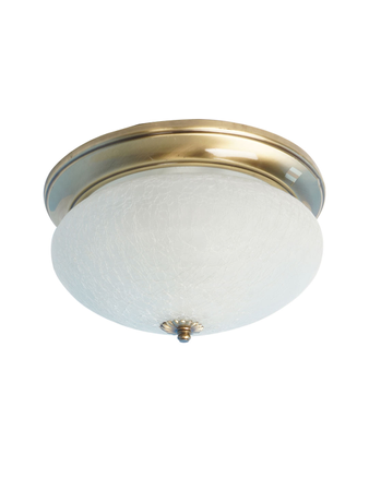 Zenith Crackle  Glass 10 Inches Flush Mount Brass Ceiling Lamp
