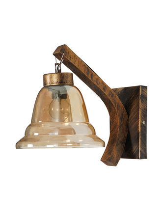 Steel Body and Wooden Base Wall Lamp Wall Light Wall Sconce in Gold Color with Antique Gold Finish